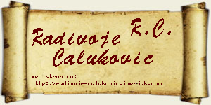 Radivoje Čaluković vizit kartica